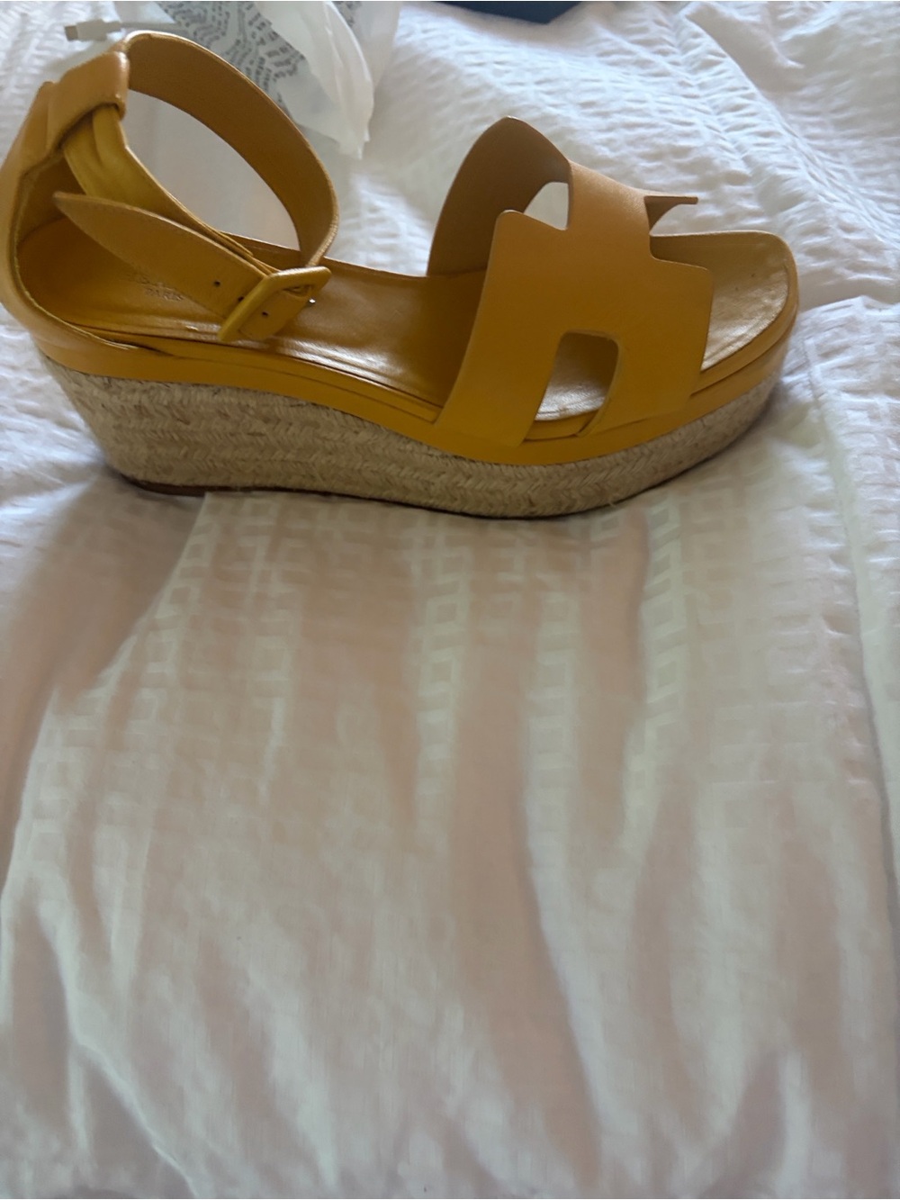 Hermes Women’s Yellow Platform Espadrille Sandal - Picture 3 of 8